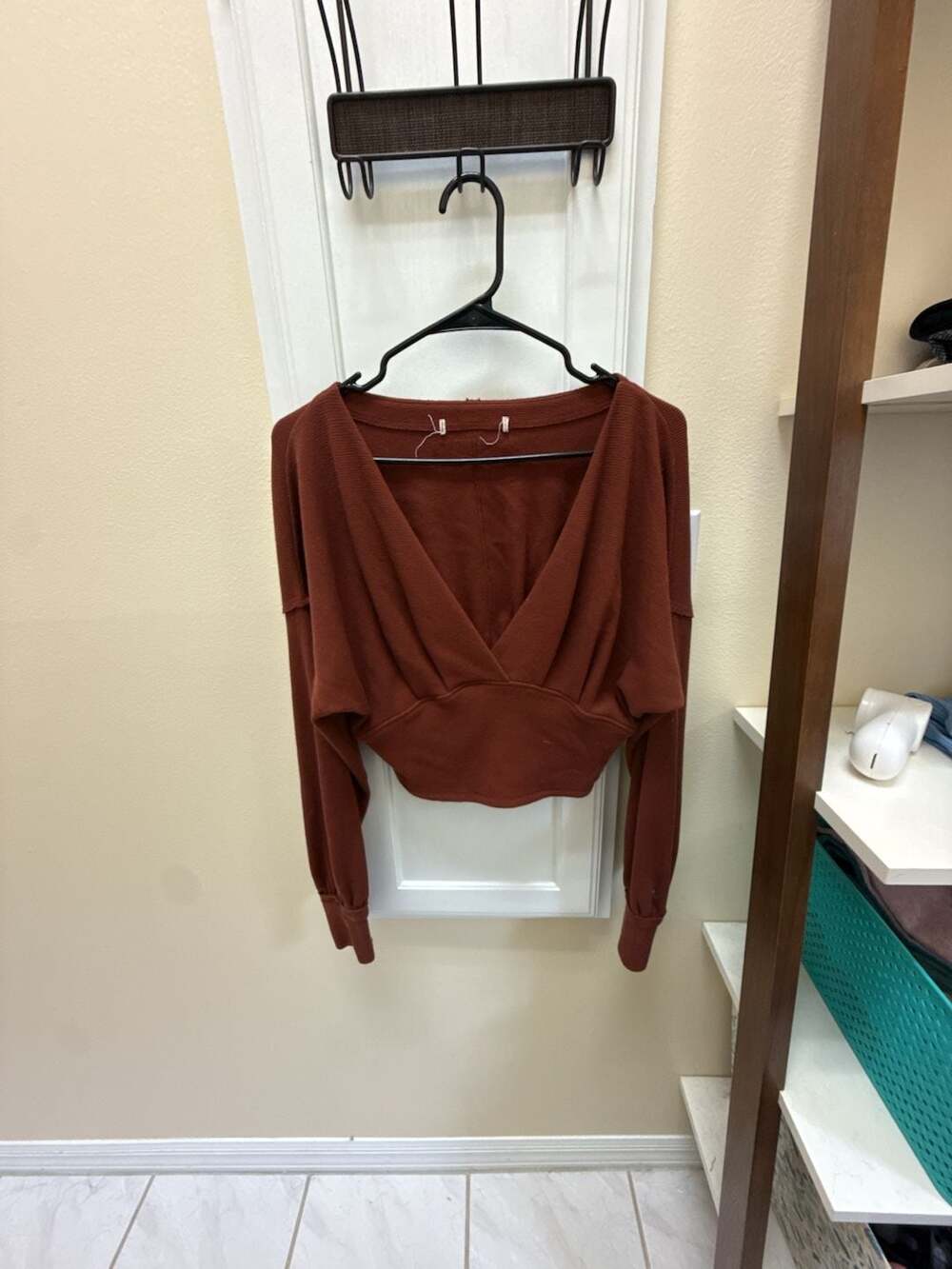 Free People All Nighter Thermal Cropped Top Red Jasper